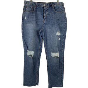No Boundaries Womens Mid-Rise Distressed Denim Jeans Size 17